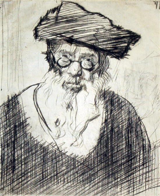 Frank Brangwyn (1867-1956) Portrait of a Rabbi, overall 12.5 x 9.25in. unframed